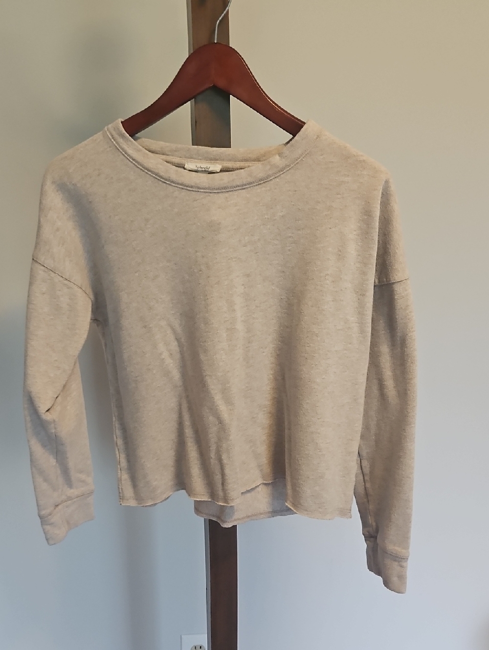 Splendid Womens Beige Heather Crewneck Sweatshirt Size S